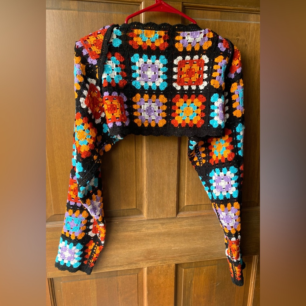 Crochet Granny Square Shrug - Multicolor - Picture 4 of 7
